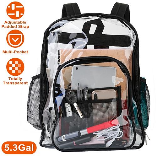 Clear Heavy Duty PVC Backpack with Reinforced Straps - 5.3 Gal