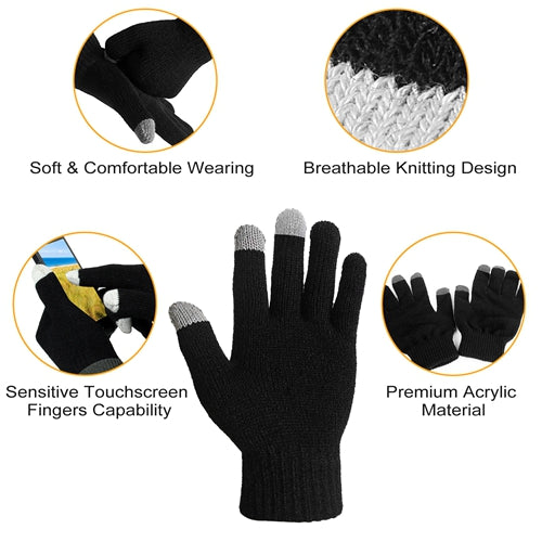 Unisex Full Finger Touch Screen Gloves - Winter Warmth for Running & Outdoor Activities