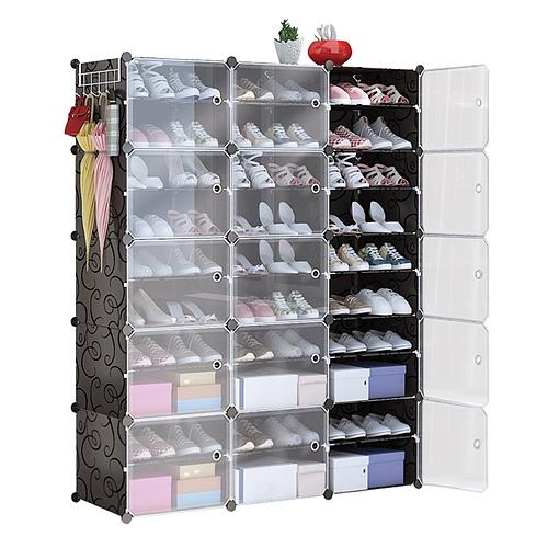 10-Tier 3-Row Shoe Rack Organizer with Transparent Doors – Stackable Shoe Cabinet