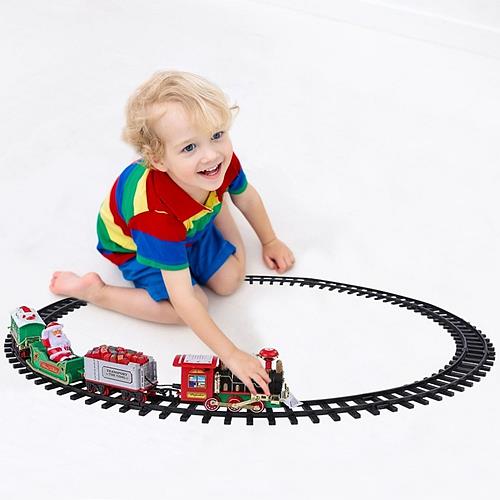 Electric Train Set with Santa Claus - Battery Operated Xmas Toy with Sound & Lights