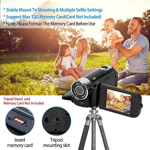 HD 1080P Digital Camcorder with 16X Zoom, 270° Rotation, and Fill Light