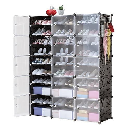 10-Tier 3-Row Shoe Rack Organizer with Transparent Doors – Stackable Shoe Cabinet